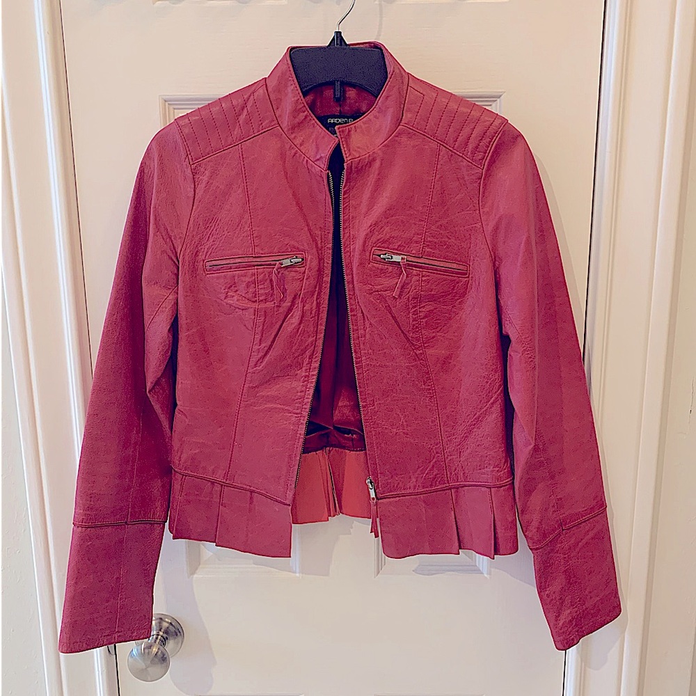 Vintage Red Arden B. 100% REAL LEATHER jacket size S (fits like XS)